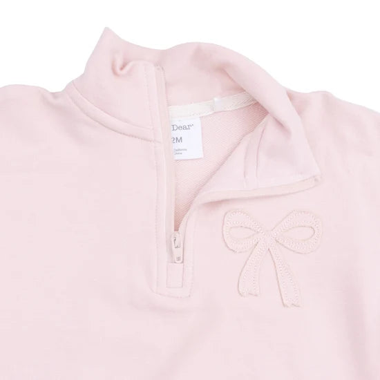 Angel Dear Veiled Pink Bows Half Zip Sweatshirt Pink 1428-F26-VPB