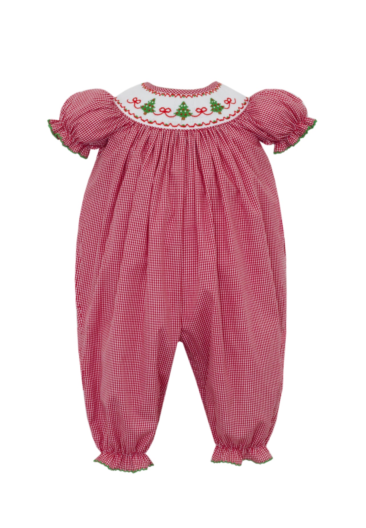 Petit Bebe X'Mas Trees W/Bows Red Gingham Long Bishop Bubble W/insert S?S 143F-MH25 5210