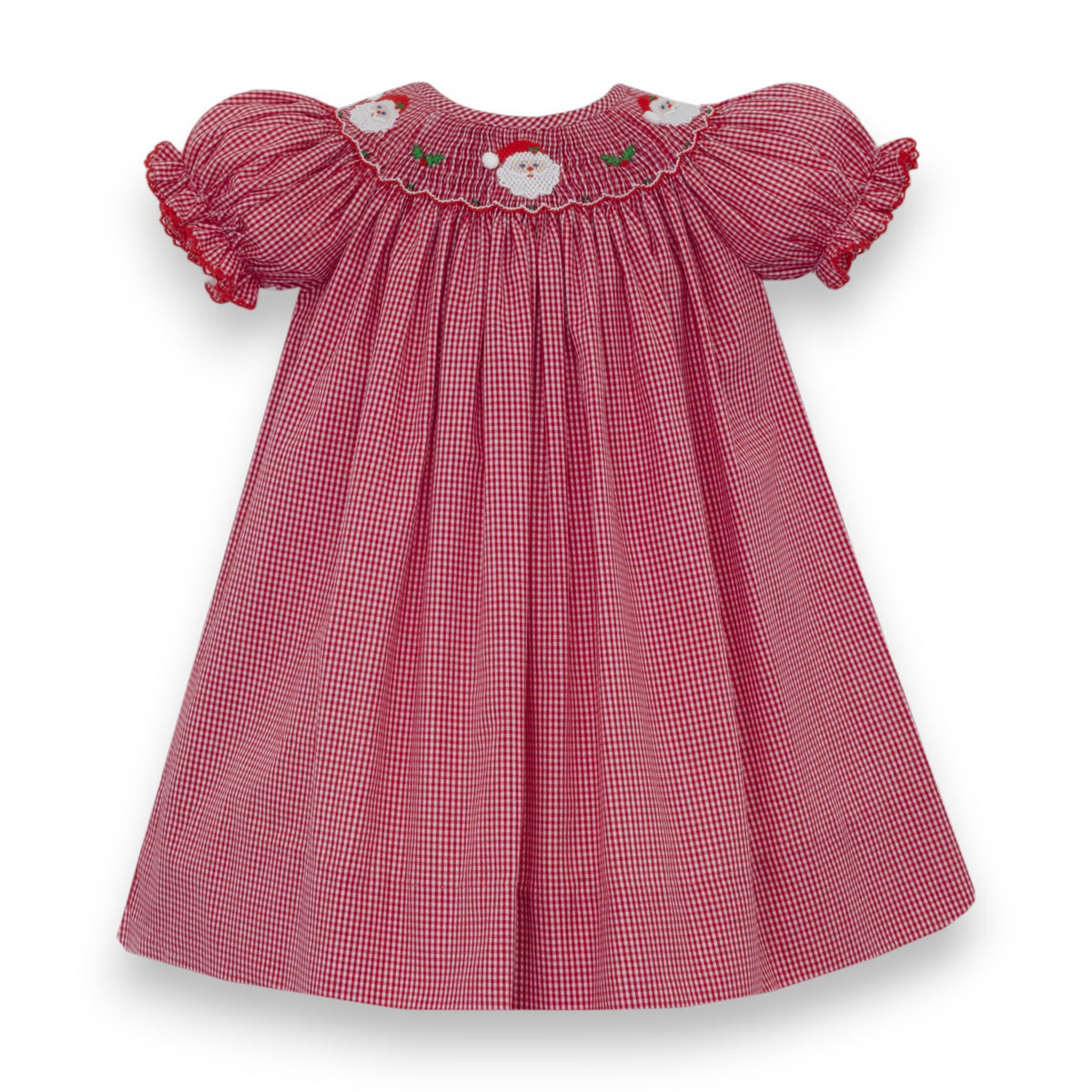 Petit Bebe Santa's Face Red Gingham Bishop S/S 145A-MH26 5310