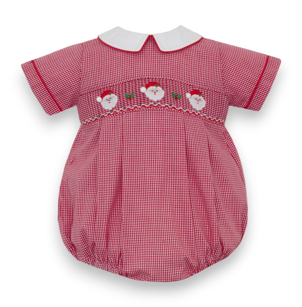 Petit Bebe Santa's Face Red Gingham Boy's Short Bubble S/S 145BB-MH26 5310