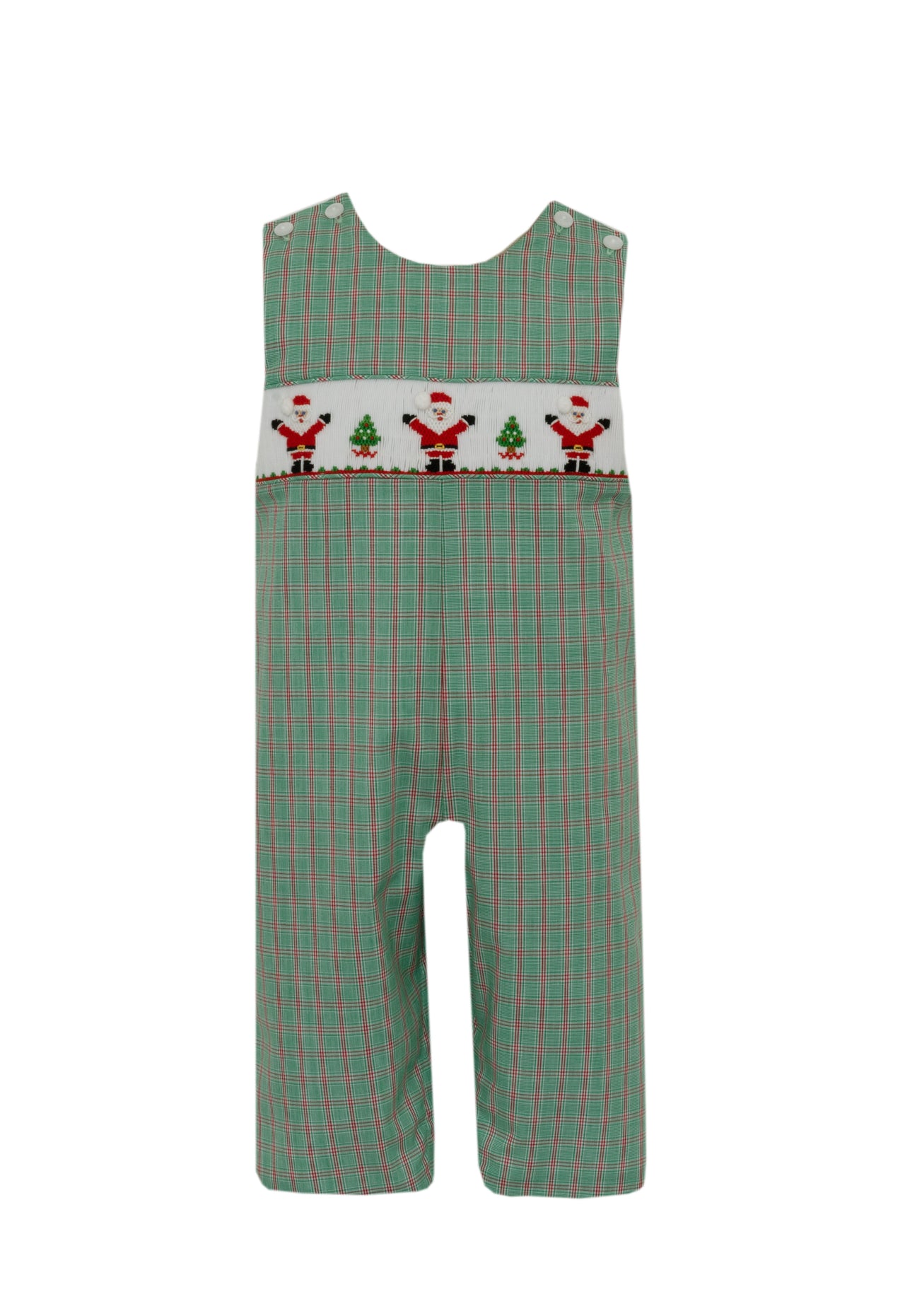 Petit Bebe Santa Claus Boy's Green & Red Plaid Boy's Jon Jon 145K-MH24 5110