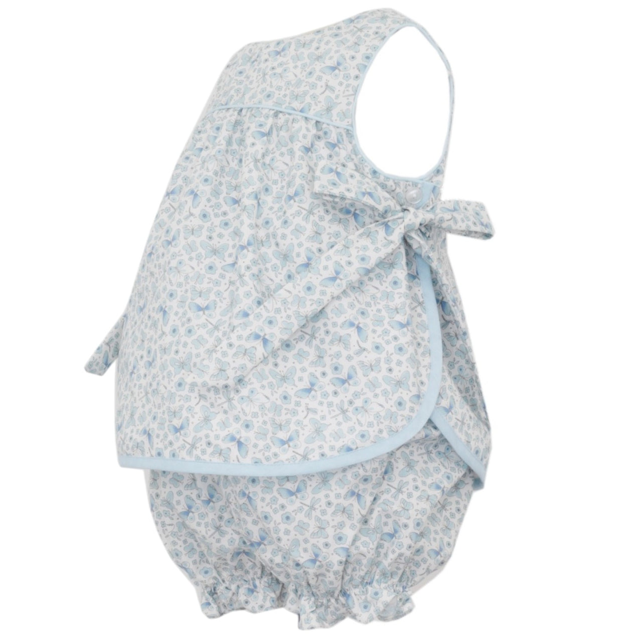 Petit Bebe Butterfly Lt Blue Print Apron Bloomer Set W/Side Bows 153C-MS25 5112