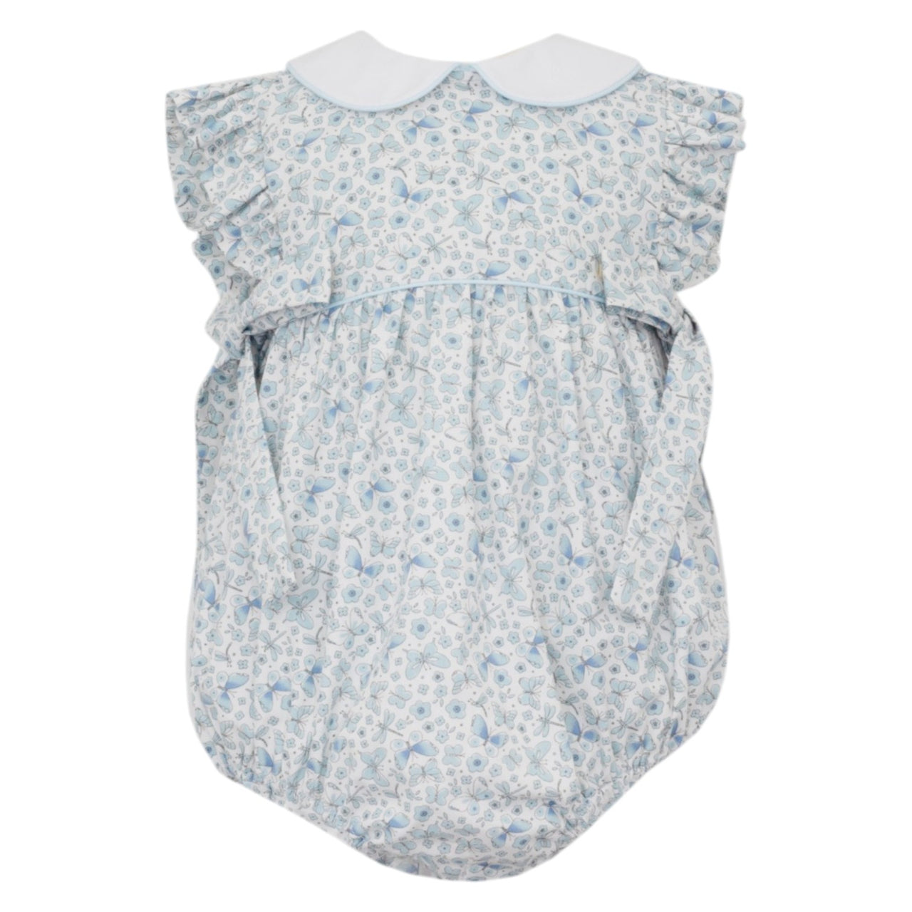 Petit Bebe Butterfly Lt Blue Print Girl's Bubble W/Side Bows W/White Collar 153F-MS25 5112