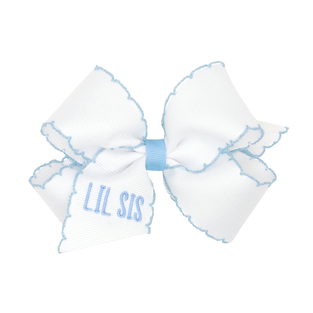 Wee Ones Medium "Lil Sis" Embroidered Grosgrain Bows