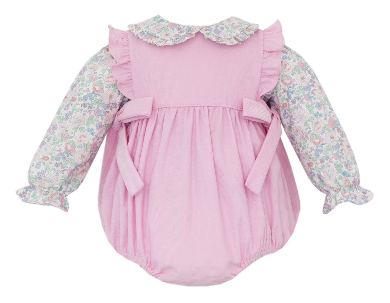 Petit Bebe Pink Corduroy Girl's Short Bubble W/Pink Liberty Floral Blouse L/S 190F-MF25 5209