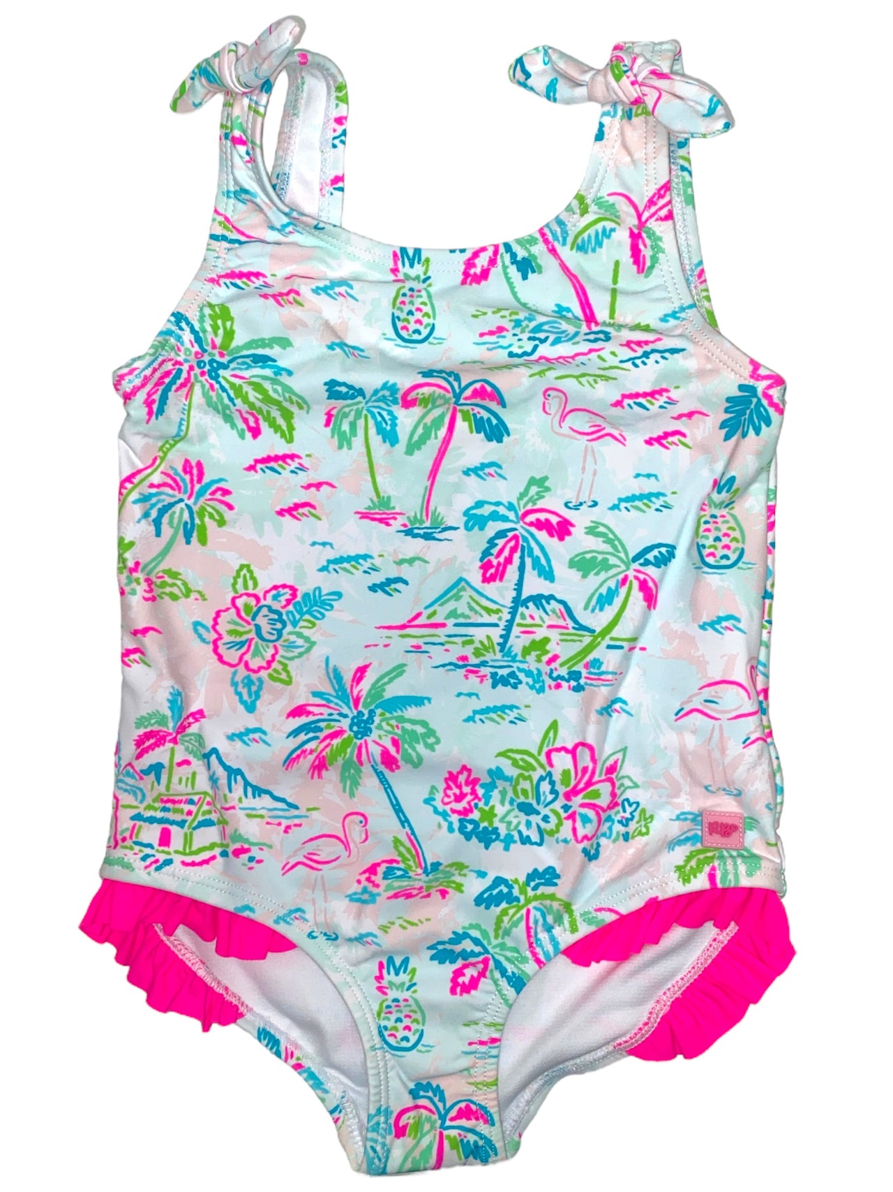 RuffleButts Tropical Resort Tie Shoulder One Piece 1SW0364 5112