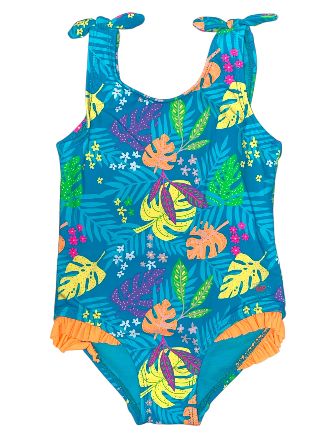 RuffleButts Tie Shoulder One Piece Neon Tiki Vibes 1SW0364 5112