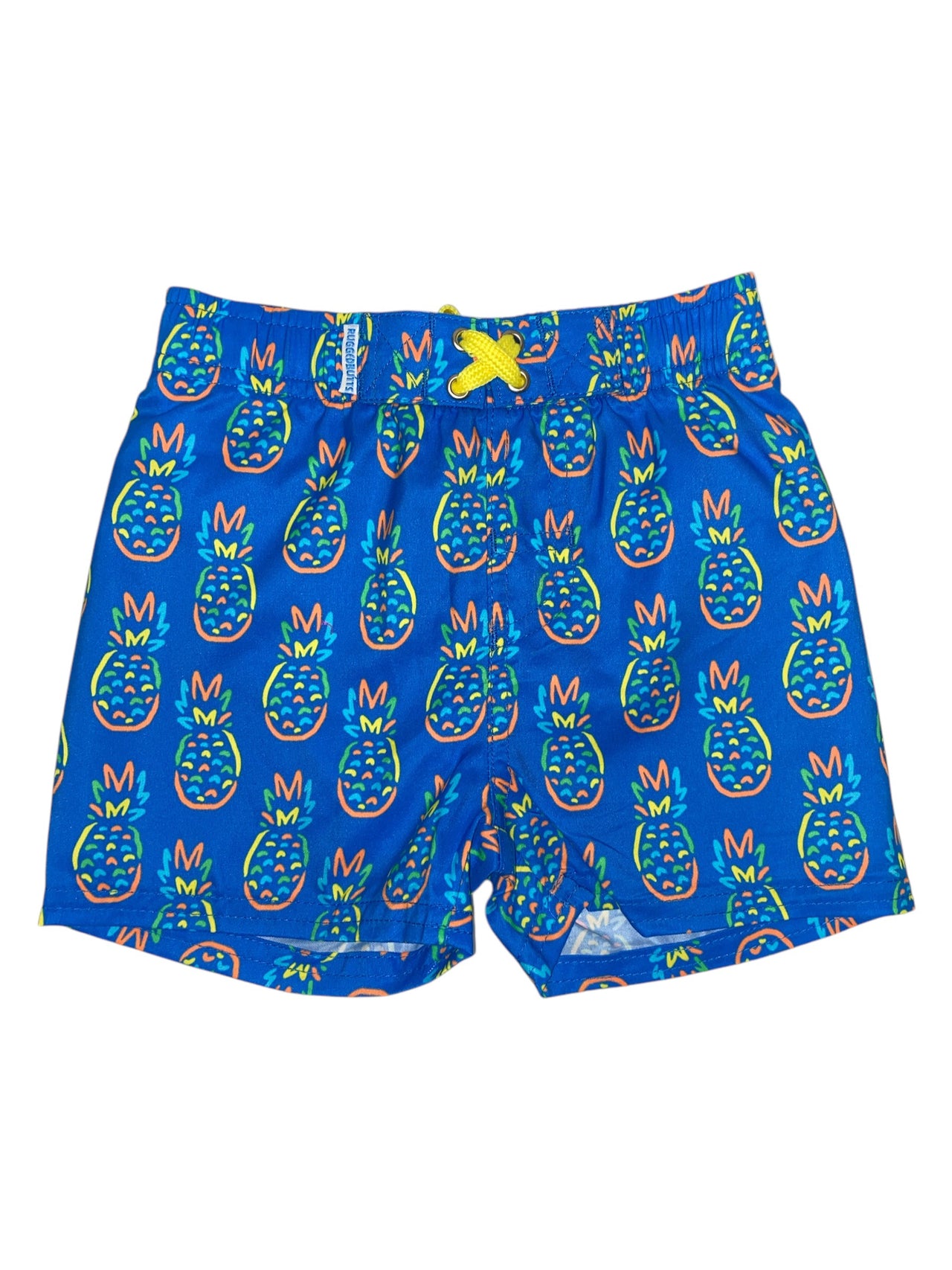 RuffleButts Neon Blue Pineapple Swim trunks 2SW0371 5112