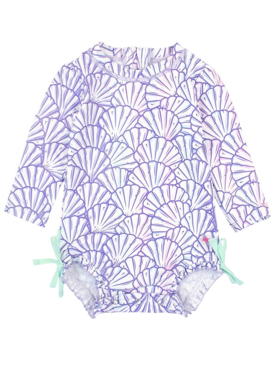 RuffleButts Magical Mermaids long Sleeve One Piece Rash Guard 1SW0337 5201