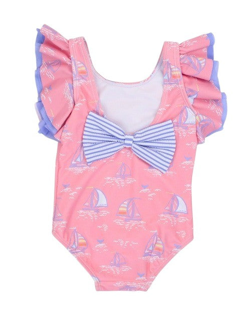 RuffleButts Butterfly Sleeve One Piece Pink Seas The Day 1SW0353 5201