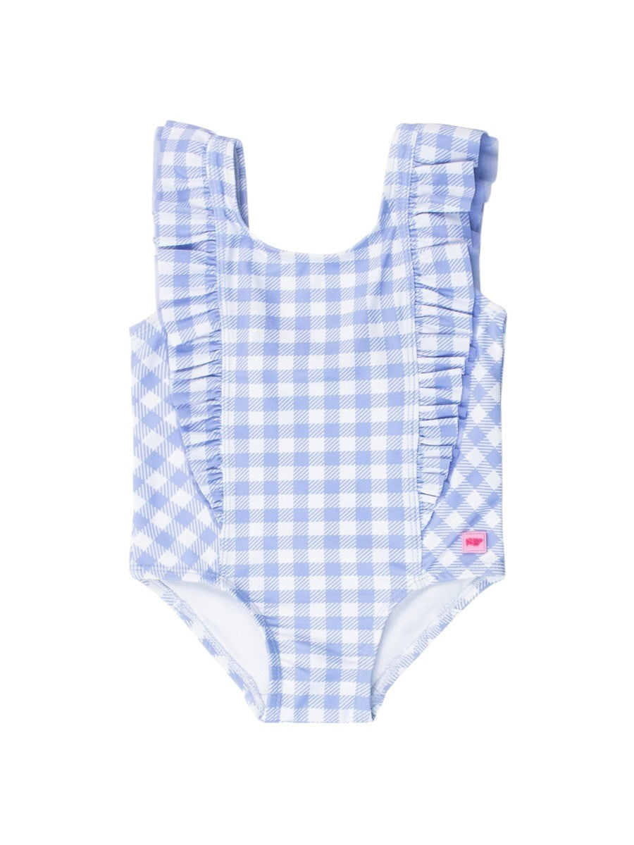 RuggedButts Periwinkle Blue Gingham Waterfall One Piece 1SW0633 5201