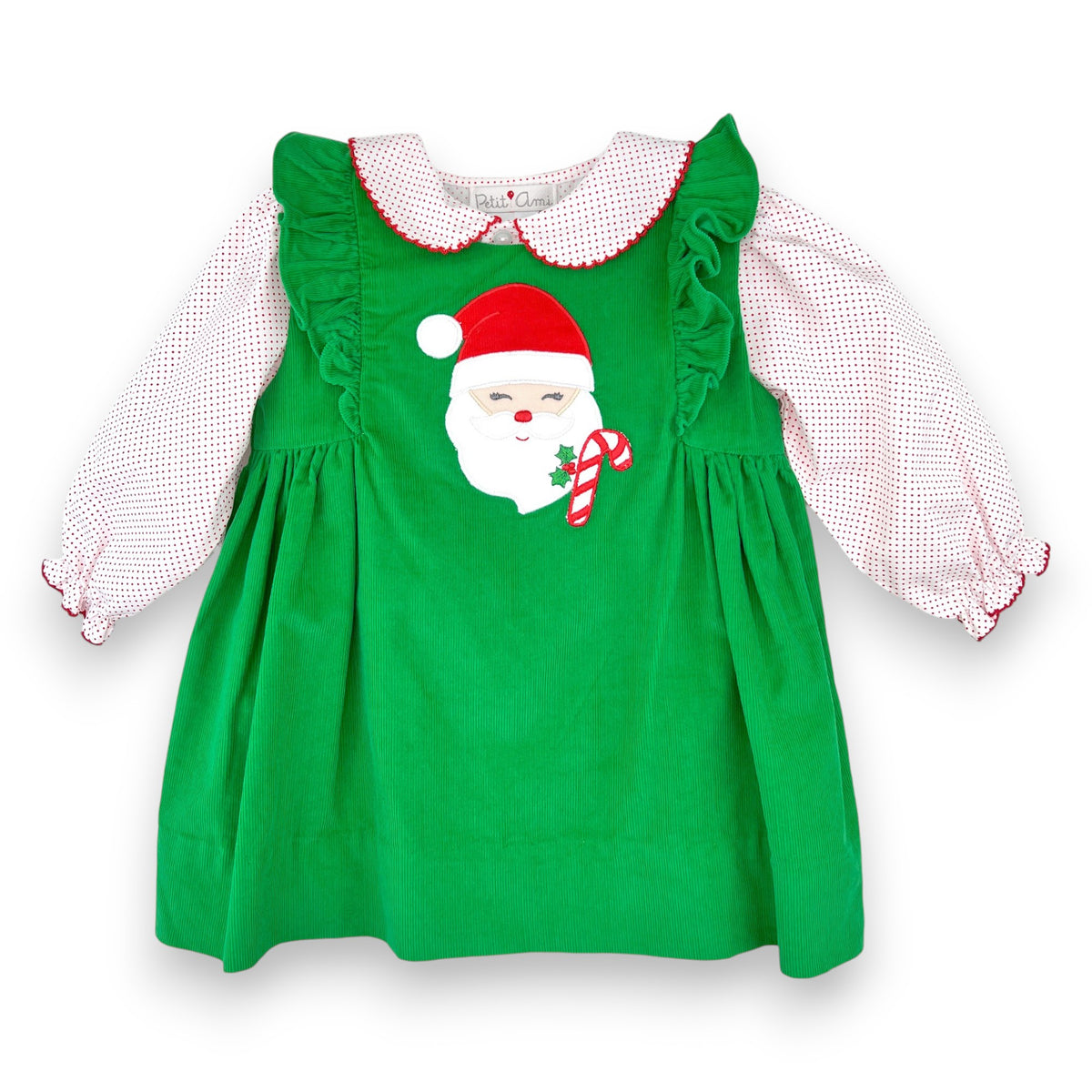 Petit Ami Santa Jumper Green Cord/White Red Polka Dot 2007/3007/4007 5309