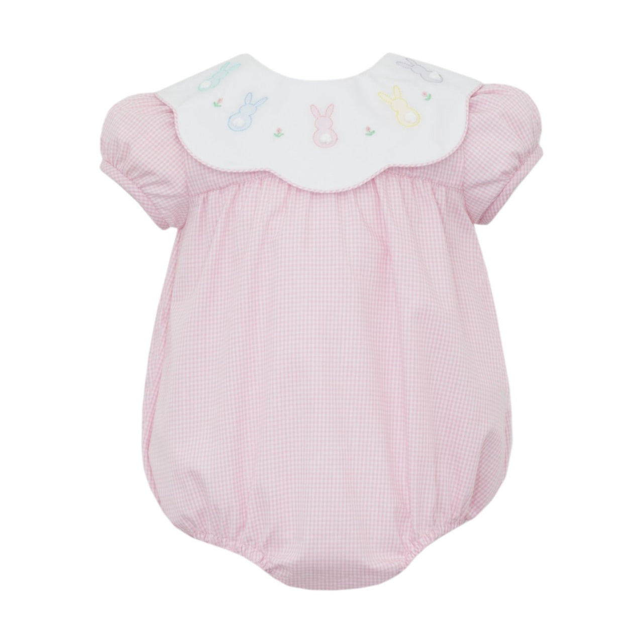 Anavini Cottontails Girl's Bubble W/Round Scalloped Collar Pink Gingham 203F-BS25 5112