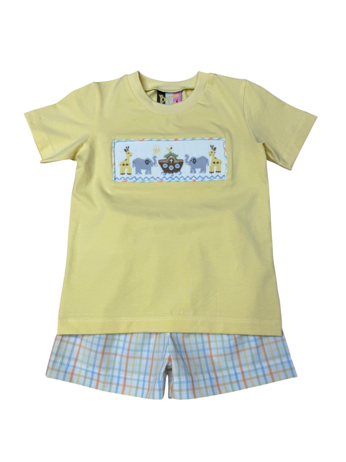 Banana Split Noah's Ark Smocked Boys Short Set 208 5301