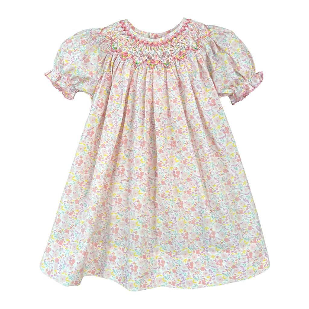 Petit Ami Dress/Bloomer W/Bishop Hand Smocking Floral Pink 2210/3210/4210 5212