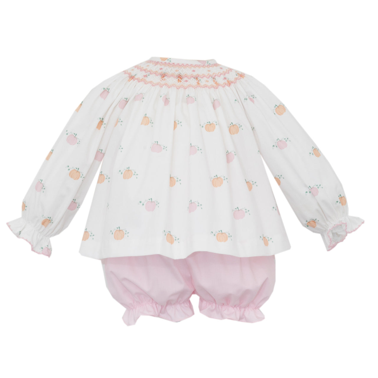Anavini Sweet Pumpkins Girl's Pink & Orange Pumpkin Print Bishop Bloomer Set L/S 230CL-BF25 5208