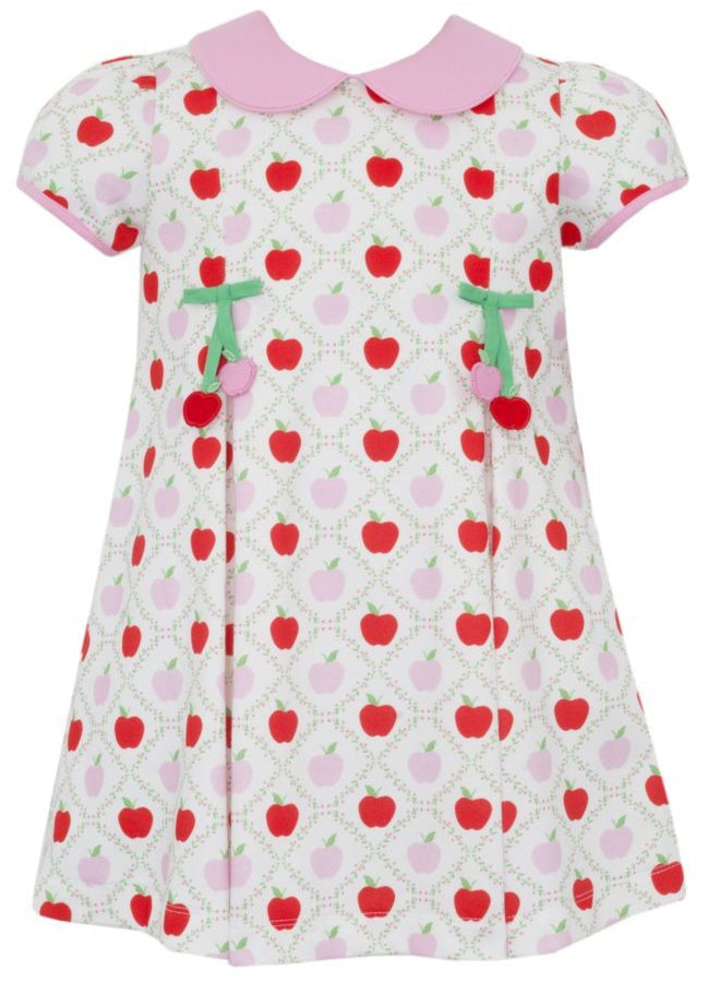 Claire & Charlie Apple knit Print Pink and red Print Dress W/Pleats S/S  3000D 5207