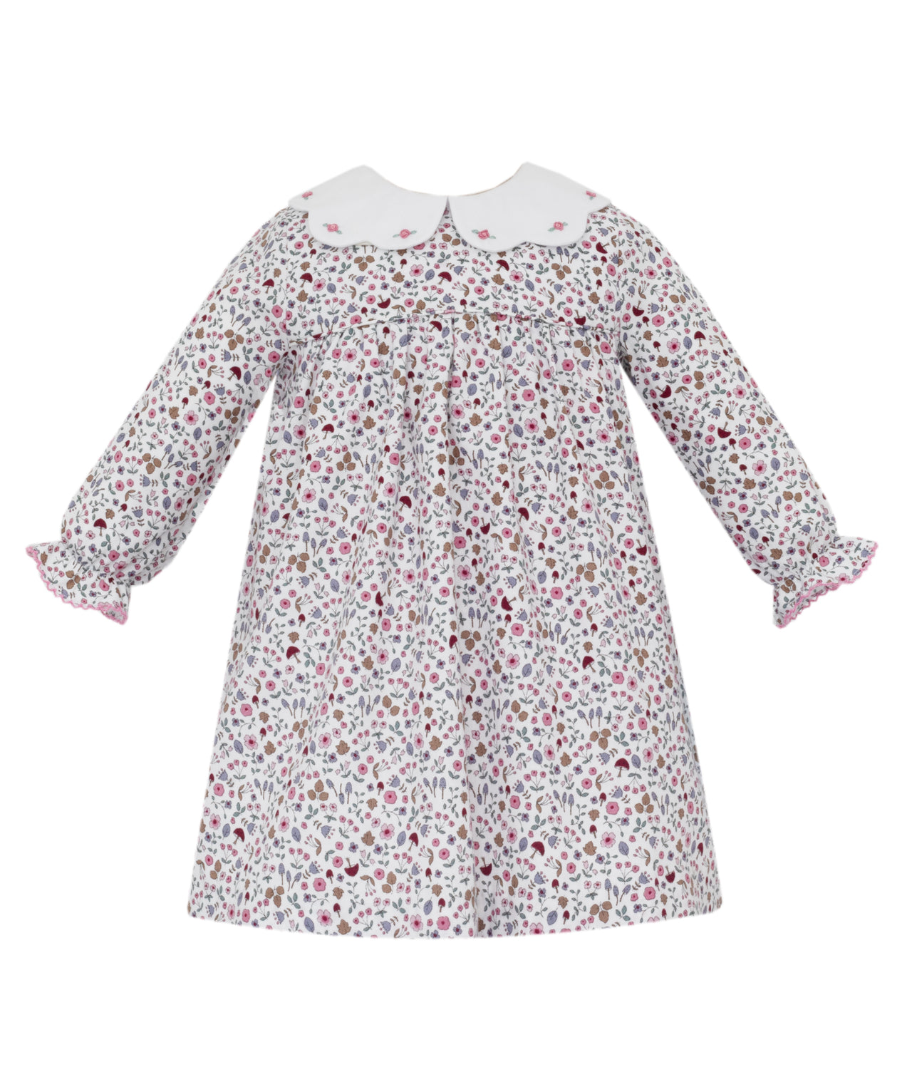 Anavini Kimberly Pink Print Float W/White Scalloped Collar L/S 237DL-BF25 5207