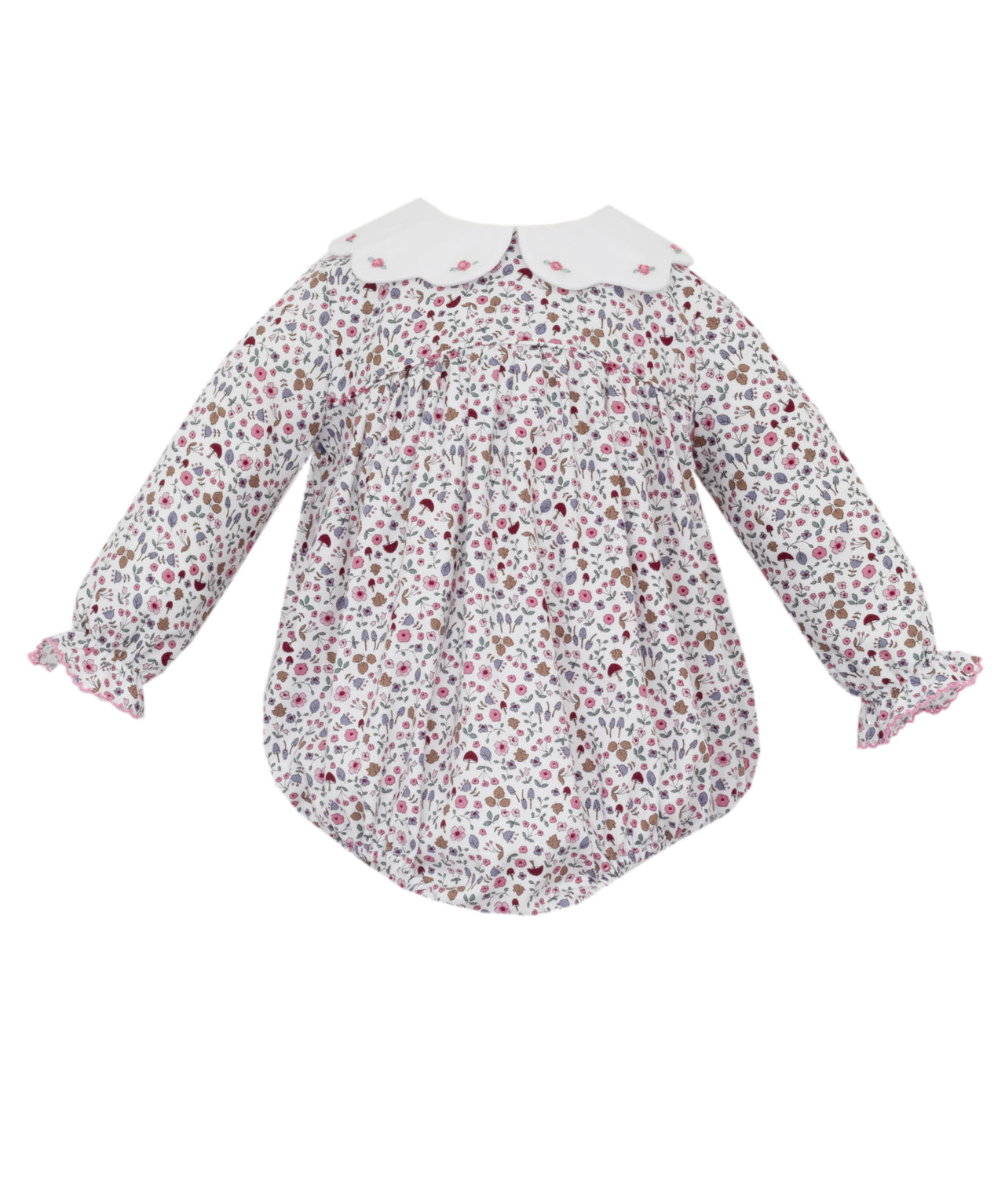 Anavini Kimberly Pink Print Girl's Short Bubble W/White Scalloped Collar 237F-BF25 5