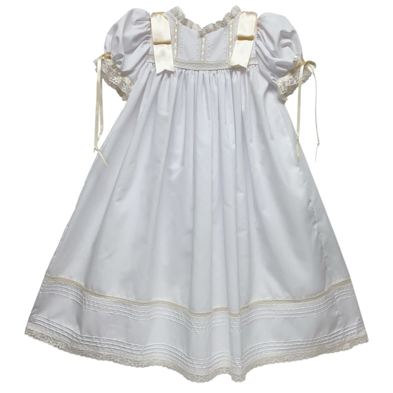Treasured Memories White Dress W/Ecru Lace & Ribbon XXX10
