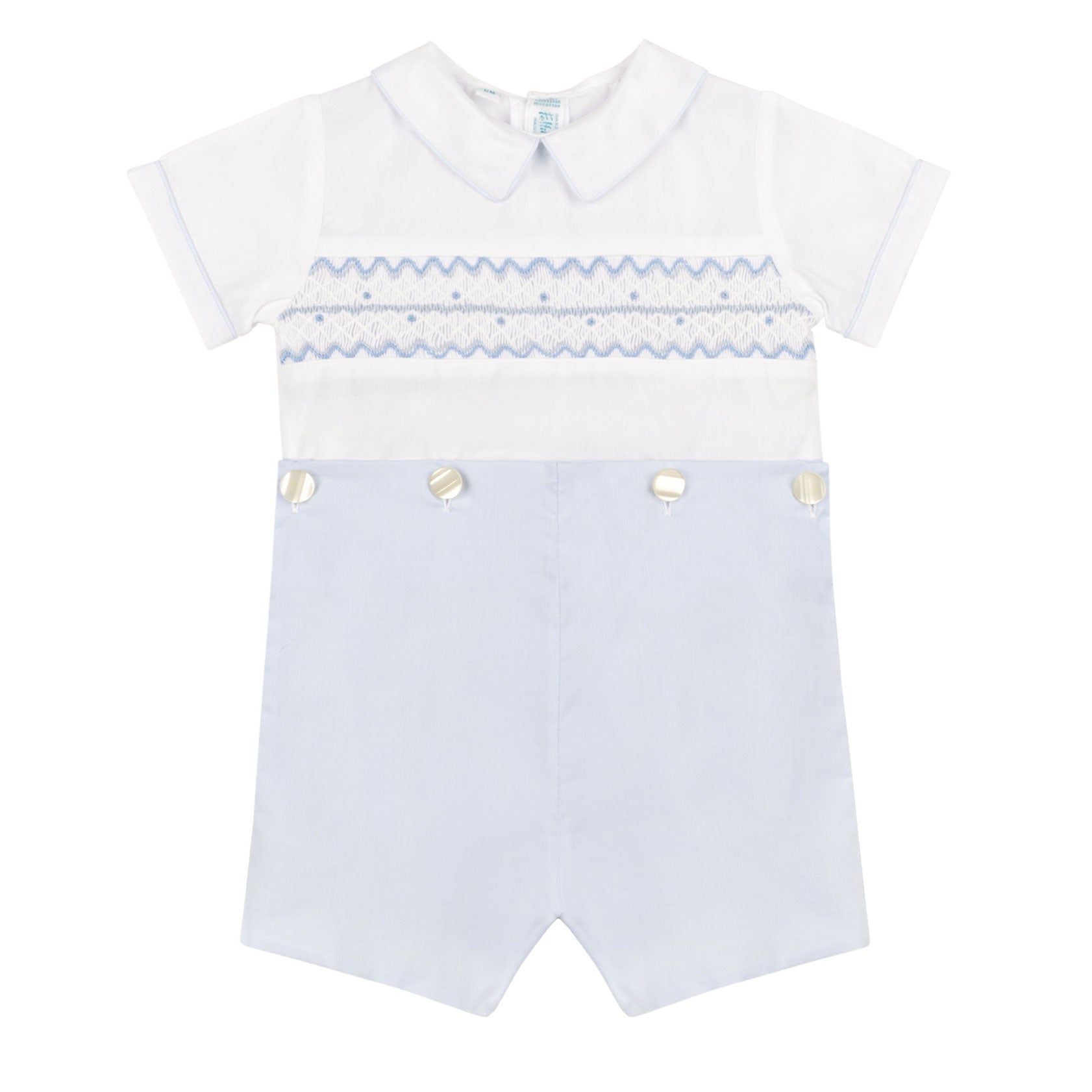 Feltman Brothers Boys Wave Smocked Bobby Suit White/Blue 97516 5104