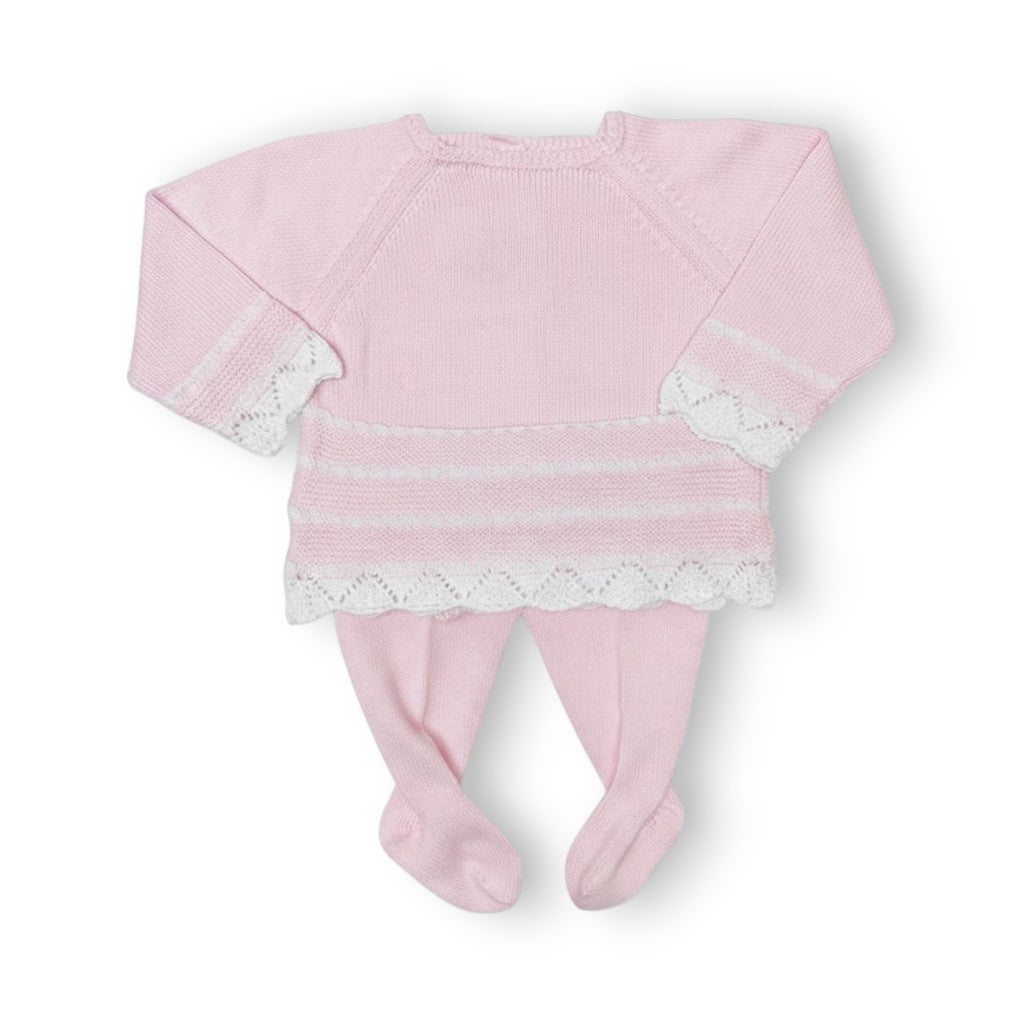 Mi Lucero Footed Stripe Baby Girl Set Light Pink/White U26024-U24001 5308