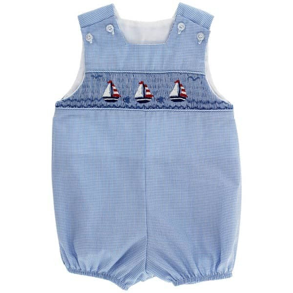 Bailey Boys Smocked Sailboats Short Infant Bubble 25319-IBS 5202