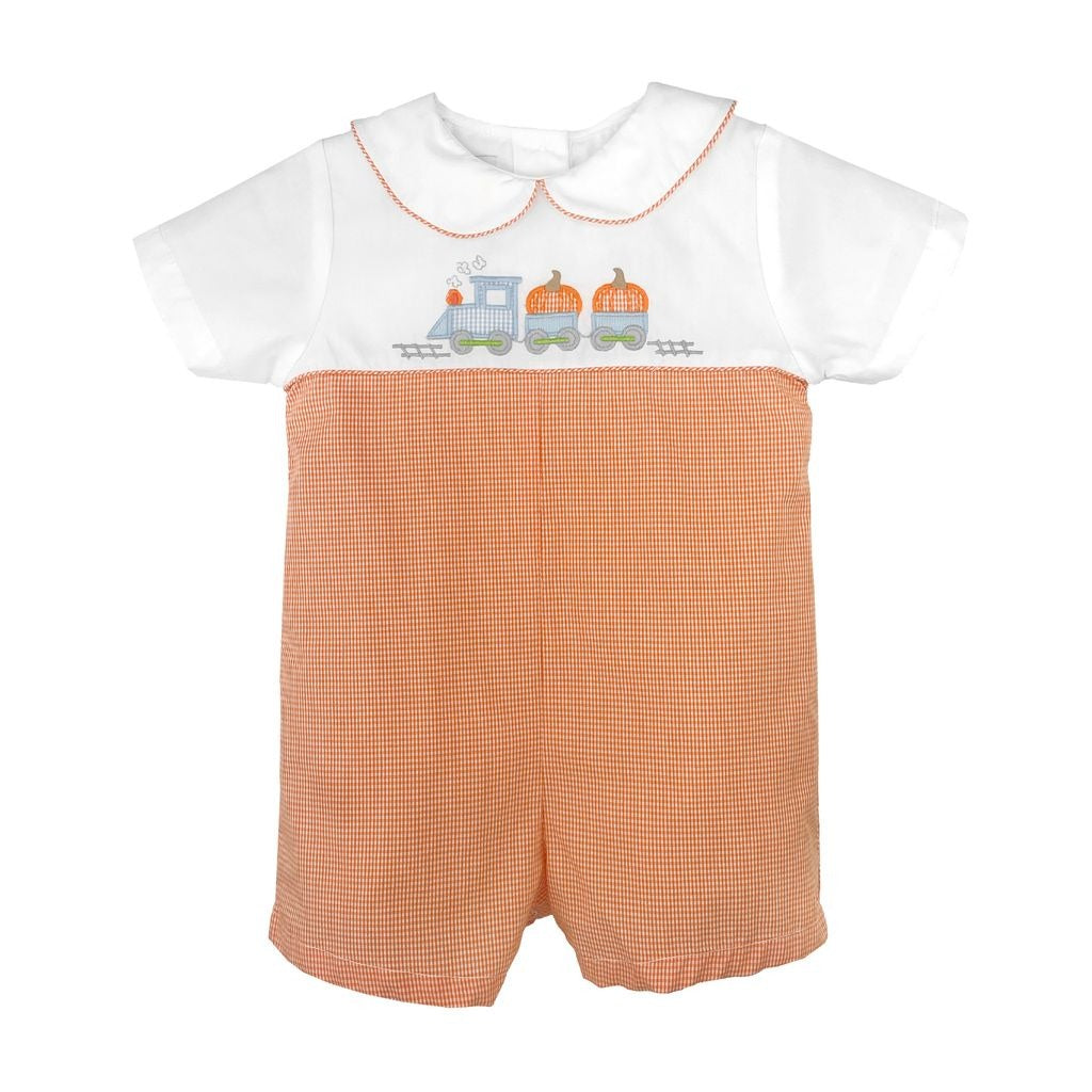 Petit Ami Romper W/Pumpkin Train Emb 2825/3825 5208