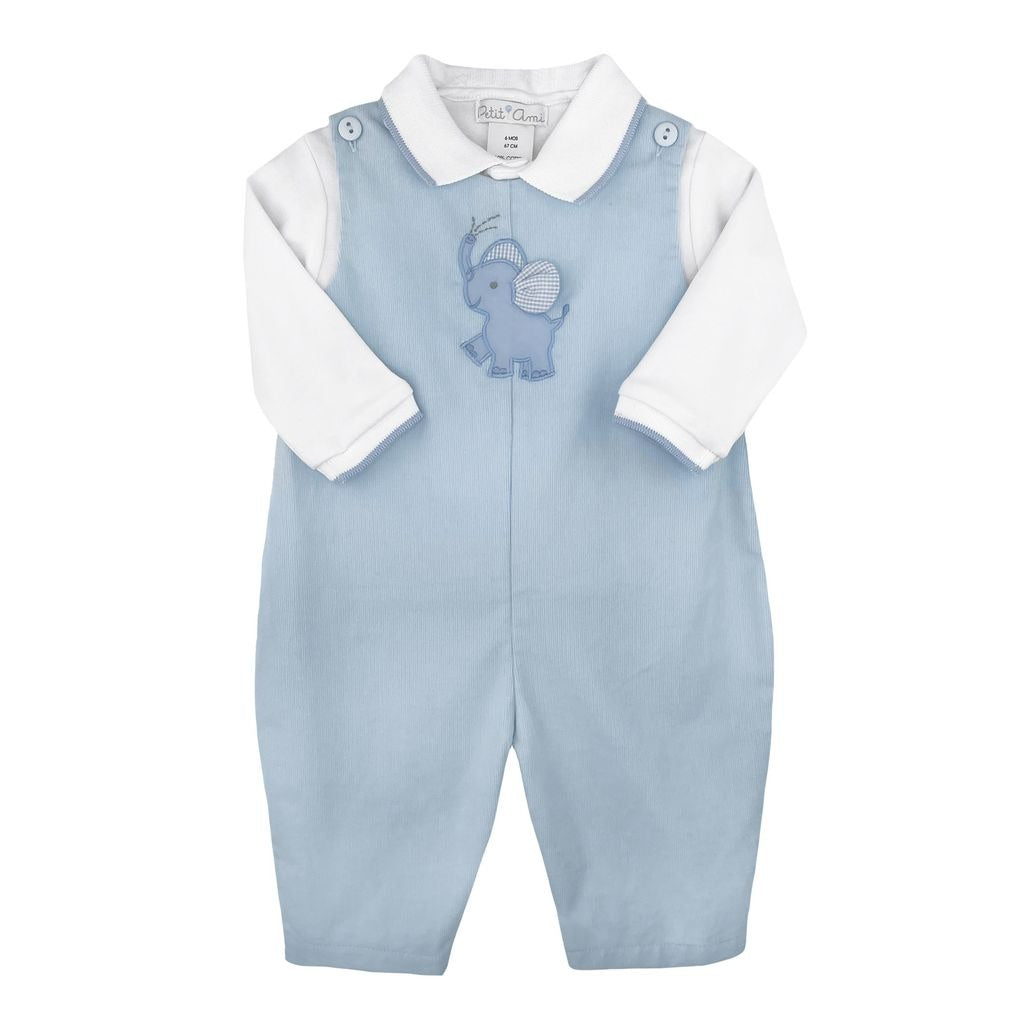 Petit Ami Longall/Shirt W/Elephant Appl Light Blue Cord 2832/3832 5208