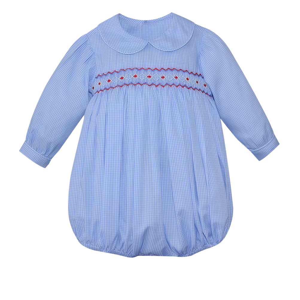 Baby Sen Royal Blue Finley Bubble W/Red Smocking  FLYGB/FLYBB -RB-RS 5007