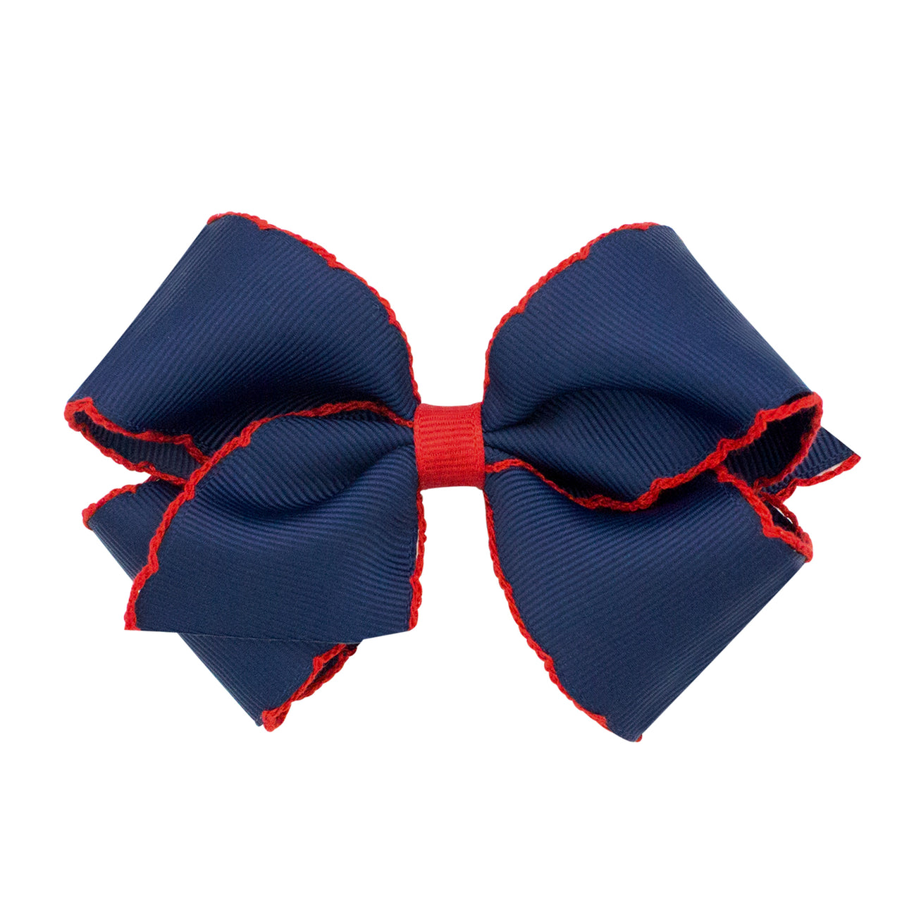 Wee Ones Moonstitch Grosgrain Hair Bow w/ Contrasting Wrap