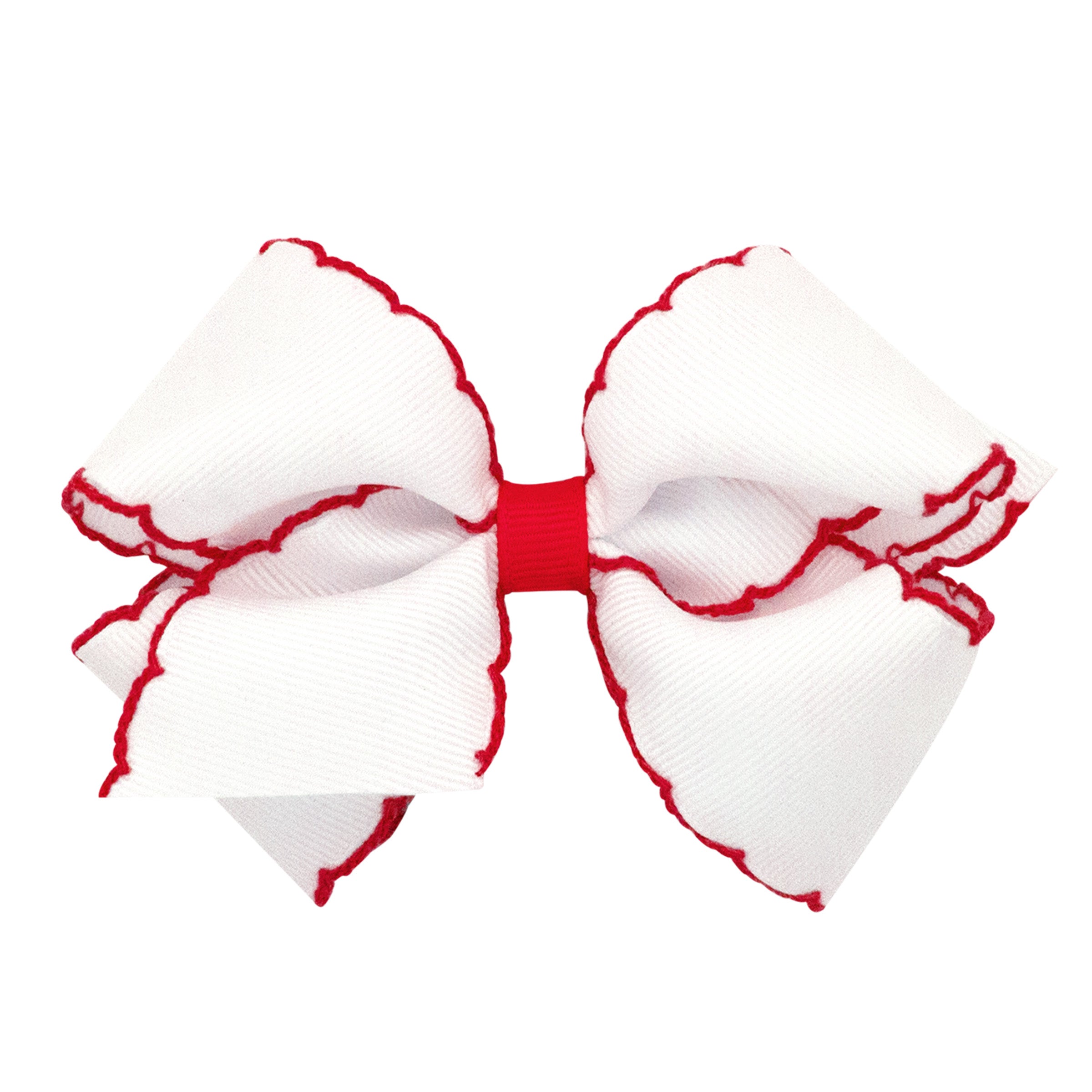 Wee Ones Moonstitch Grosgrain Hair Bow w/ Contrasting Wrap