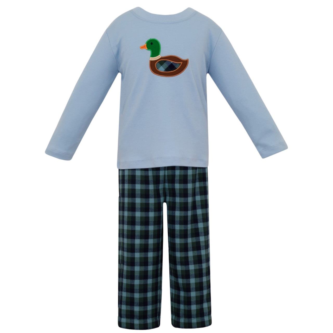 Claire & Charlie Mallard Applique Shirt W/Plaid Pants 5040P/3039PB 5109