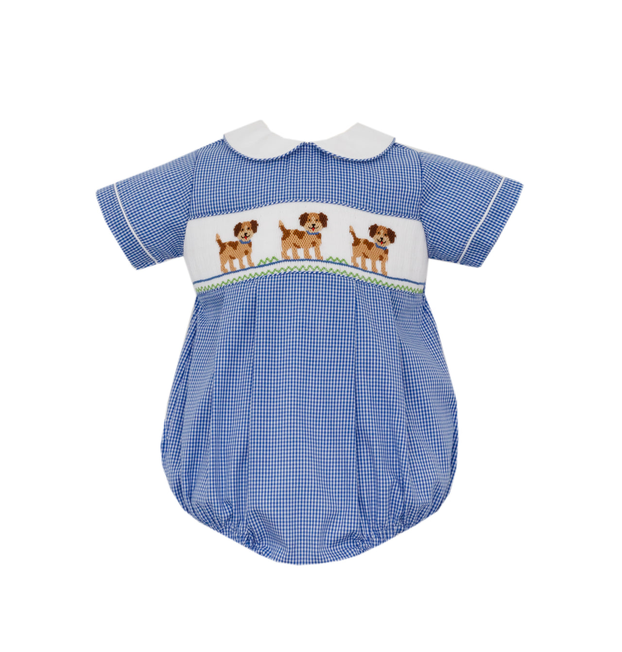 Anavini Puppies Royal Blue Gingham Boy's Bubble S/S 304BB-AF25 5208