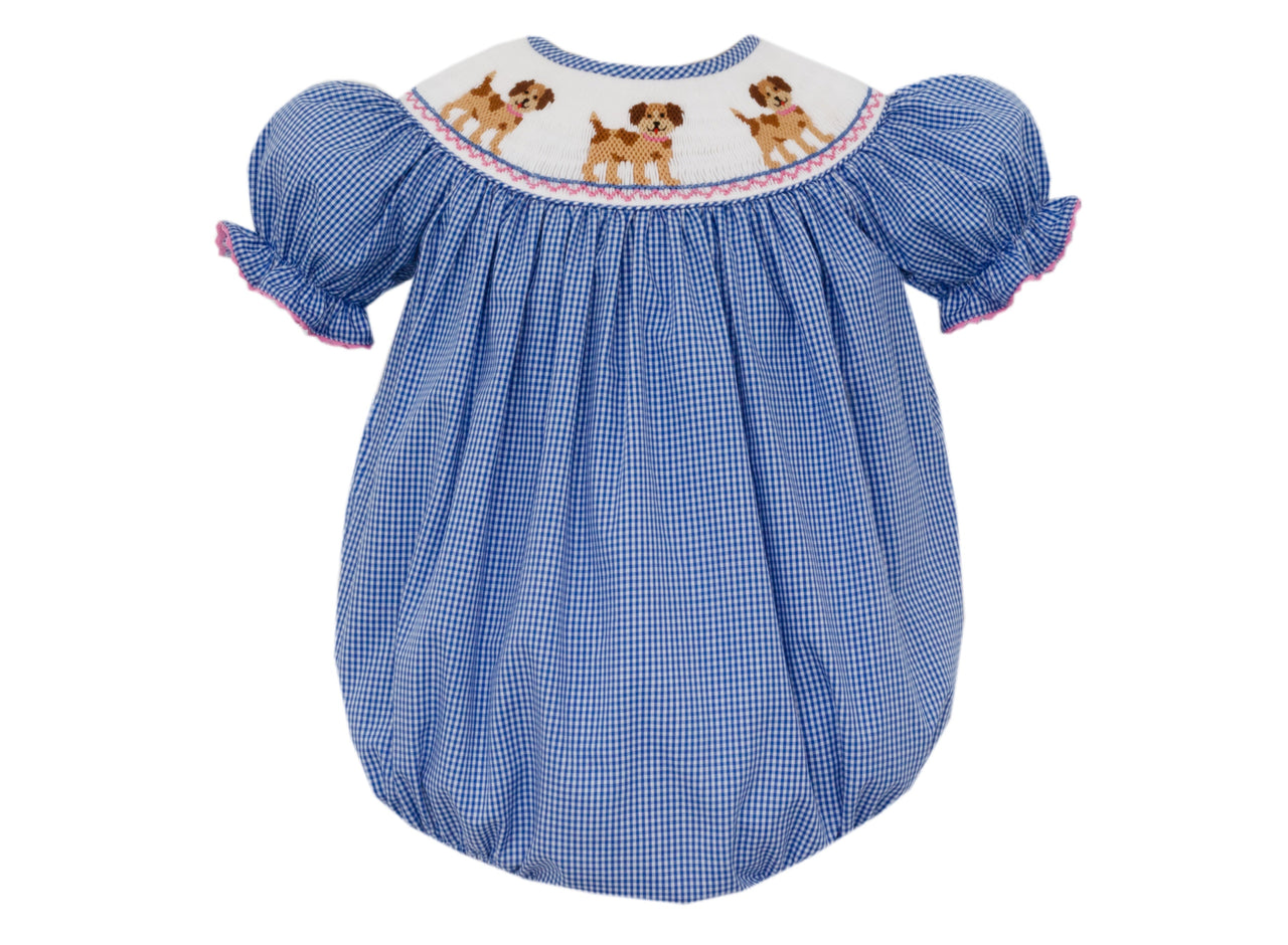 Anavini Puppies Royal Blue Gingham Short bishop Bubble W/Insert 304F-AF25 5208