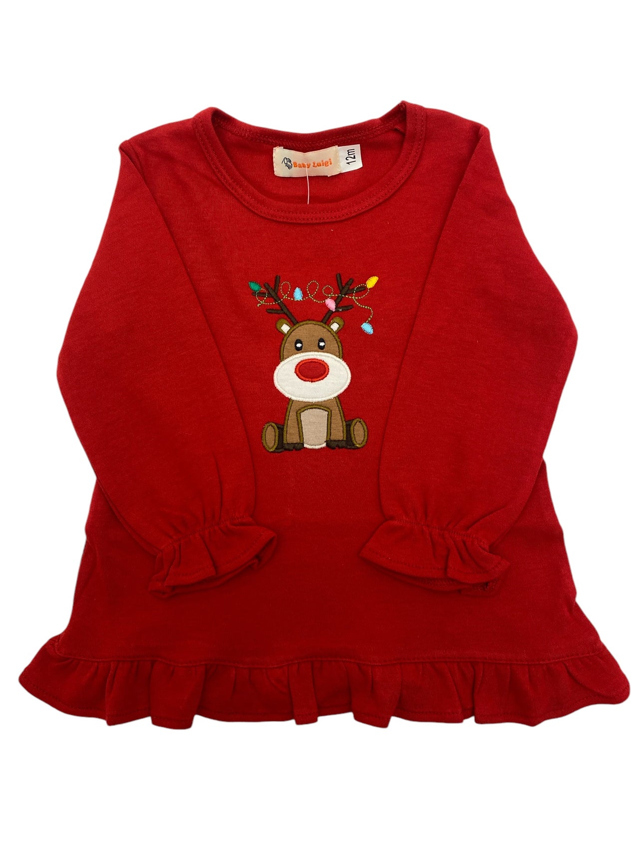 luigi Red Swing Top W/Rudolph Appl W/Christmas Lights 5108