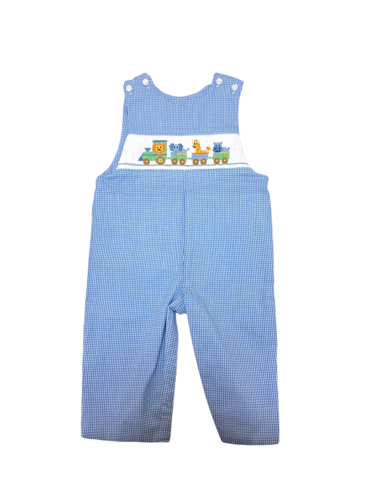 Anavini Animal Train Lt Blue Gingham Boy's Jon Jon 504K-VF24 5109