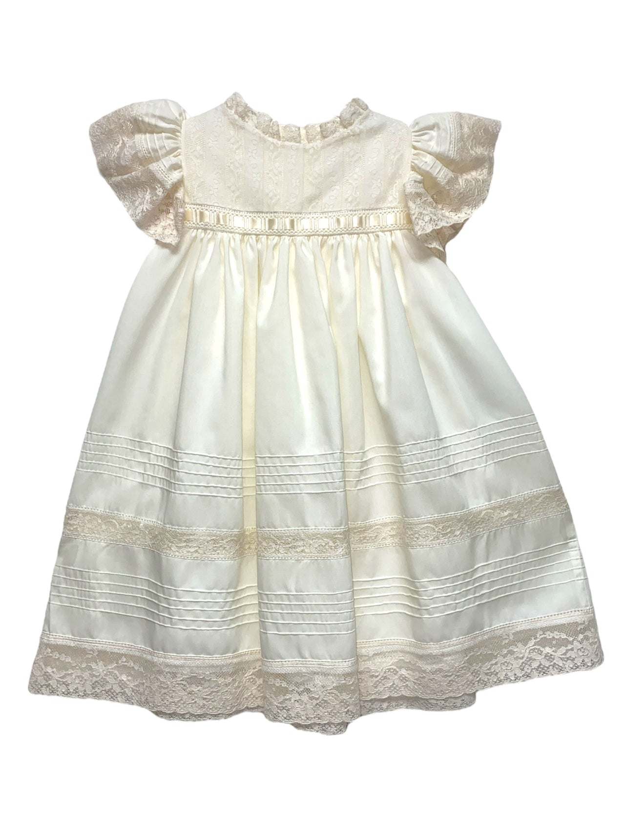 Treasured Memories Ecru Dress W/Ecru Lace & Ecru Ribbon, Lace Insertion 5605 5110