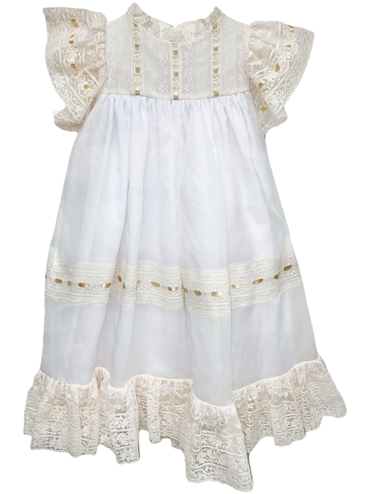 Treasured Memories Organza Overlay Dress W/Lace & Ribbon 5614