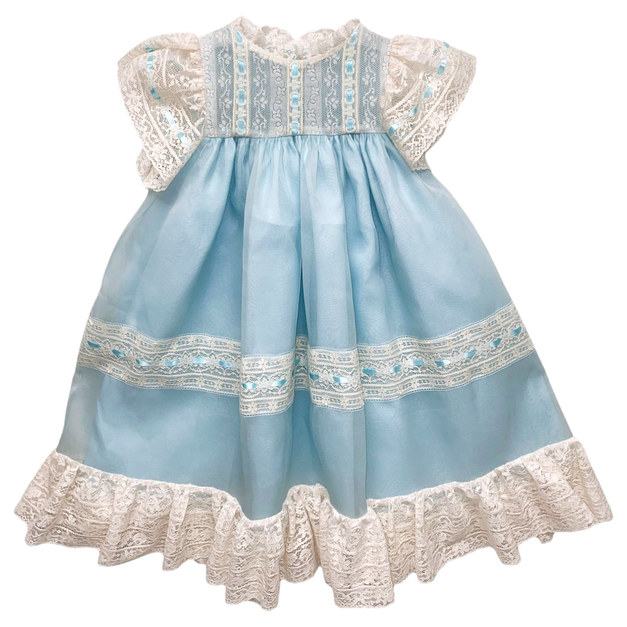 Treasured Memories Organza Overlay Dress W/Lace & Ribbon 5614