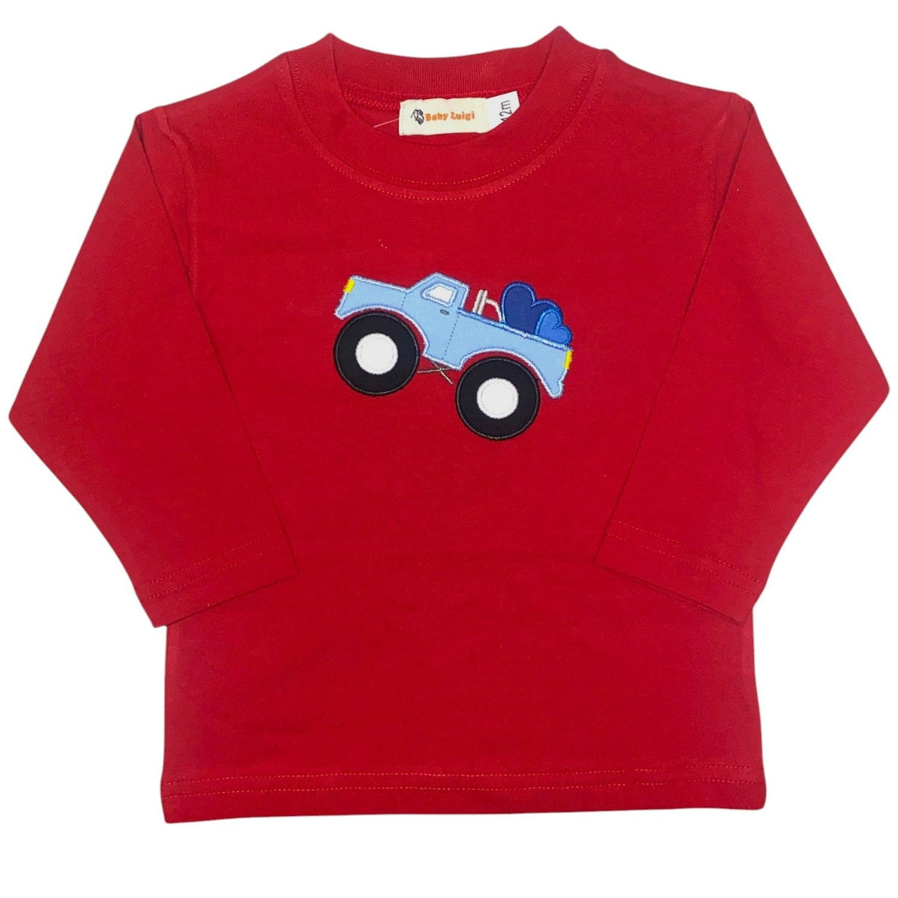 Luigi Red Long Sleeve T-Shirt W/ Monster Truck W/Hearts T002-M4412 5112