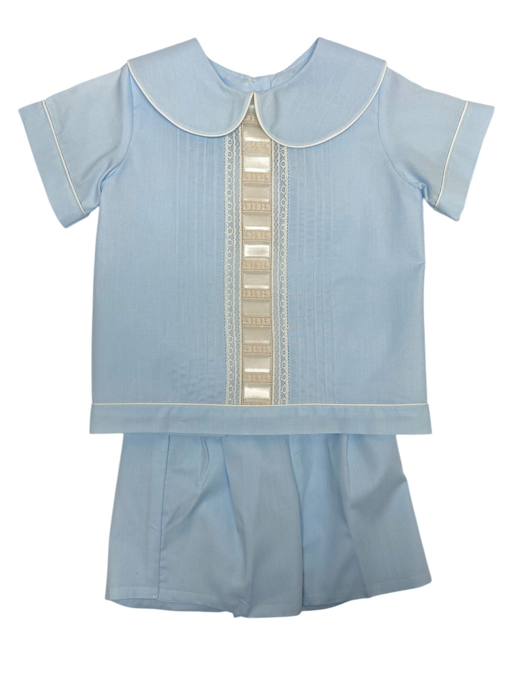 Treasured Memories Blue/Ecru  Boy  Short Set S1017