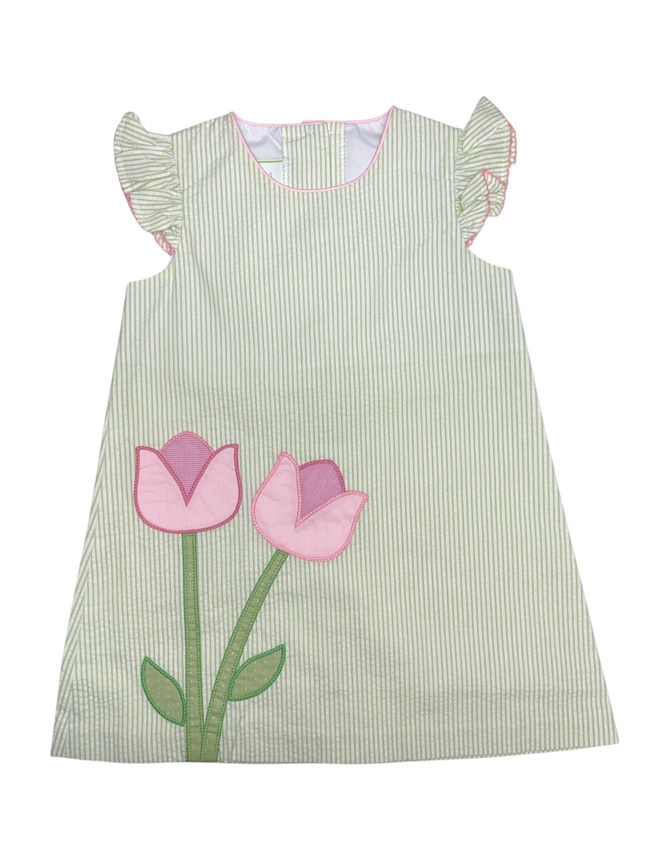 Zuccini Sloane Dress Lime Green Stripe Seersucker 5201