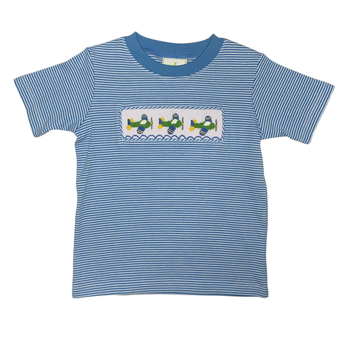 Zuccini Airplane Harry's Play Tee Periwinkle Bitty Stripe Knit 5201