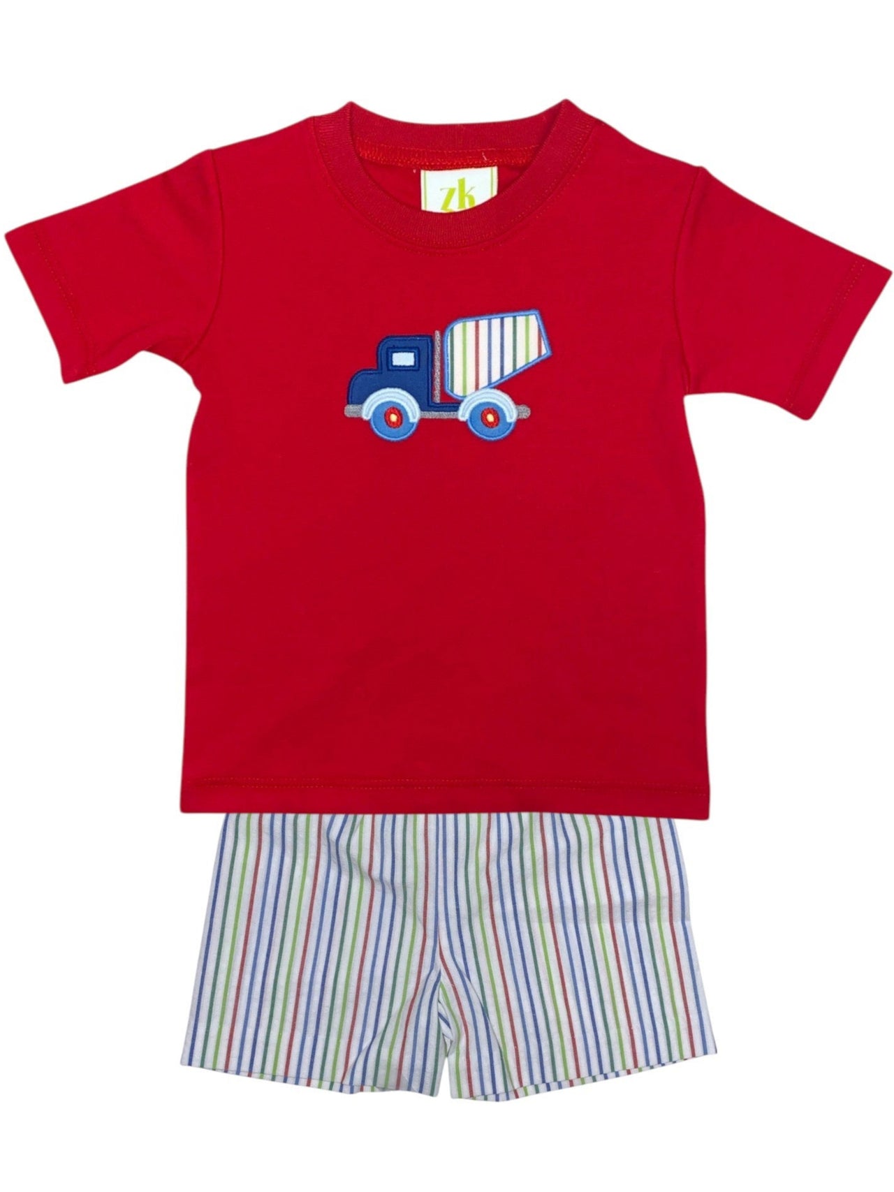 Zuccini Concrete Mixer Harry's Play Tee Red Knit & Leo Short Multicolor Stripe 5102