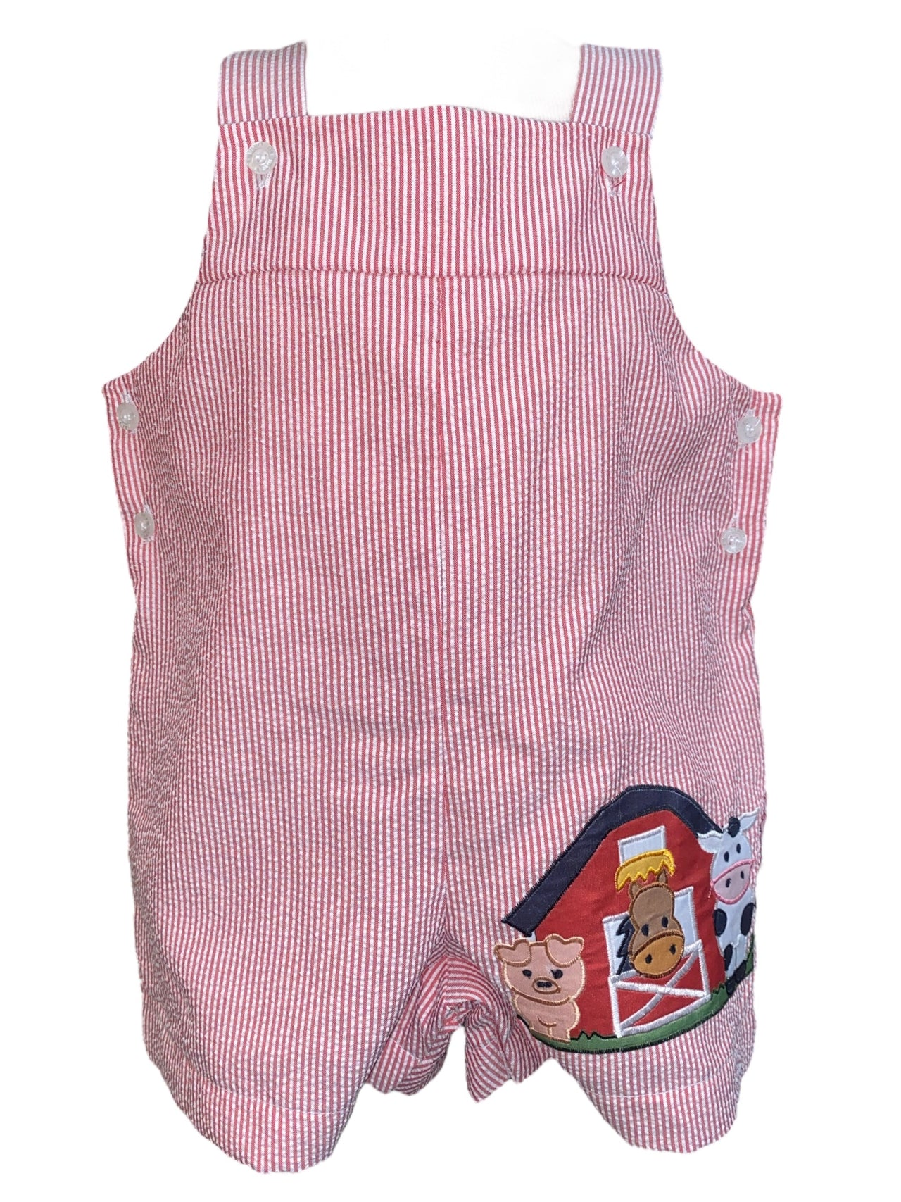 Rosalina Farm House Romper Red Seersucker 10024R 5201