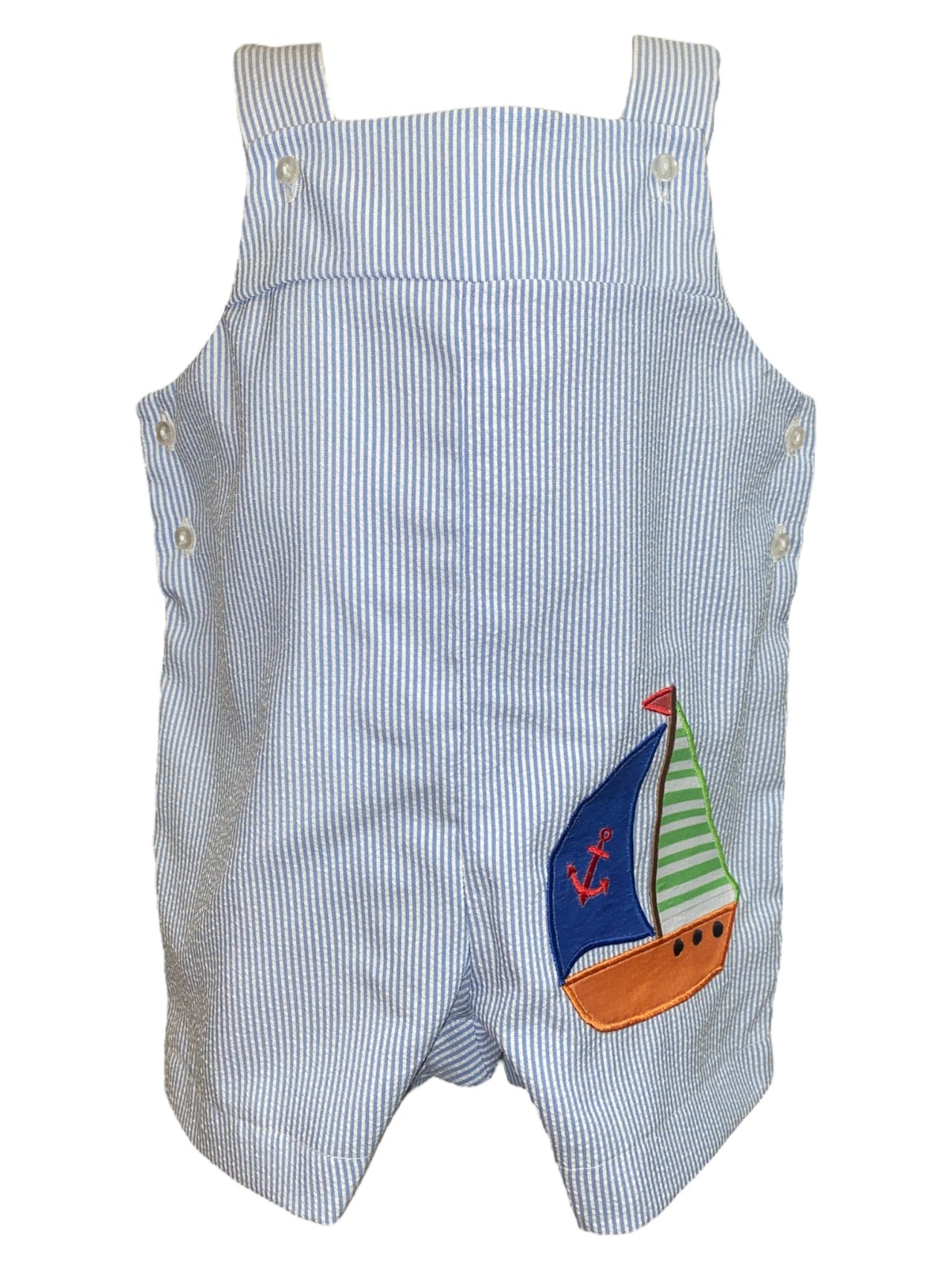 Rosalina Sailboat Romper In Light Blue Seersucker 10025 5201