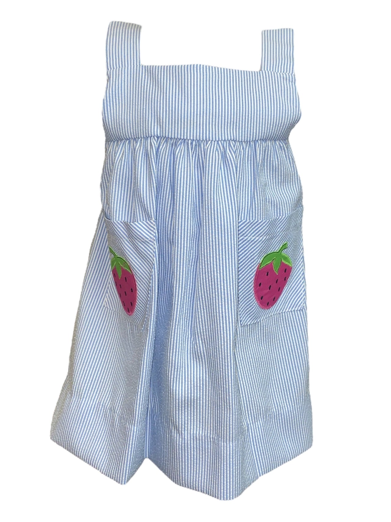 Rosalina Strawberry Sundress Light Blue Seersucker 10031 5201