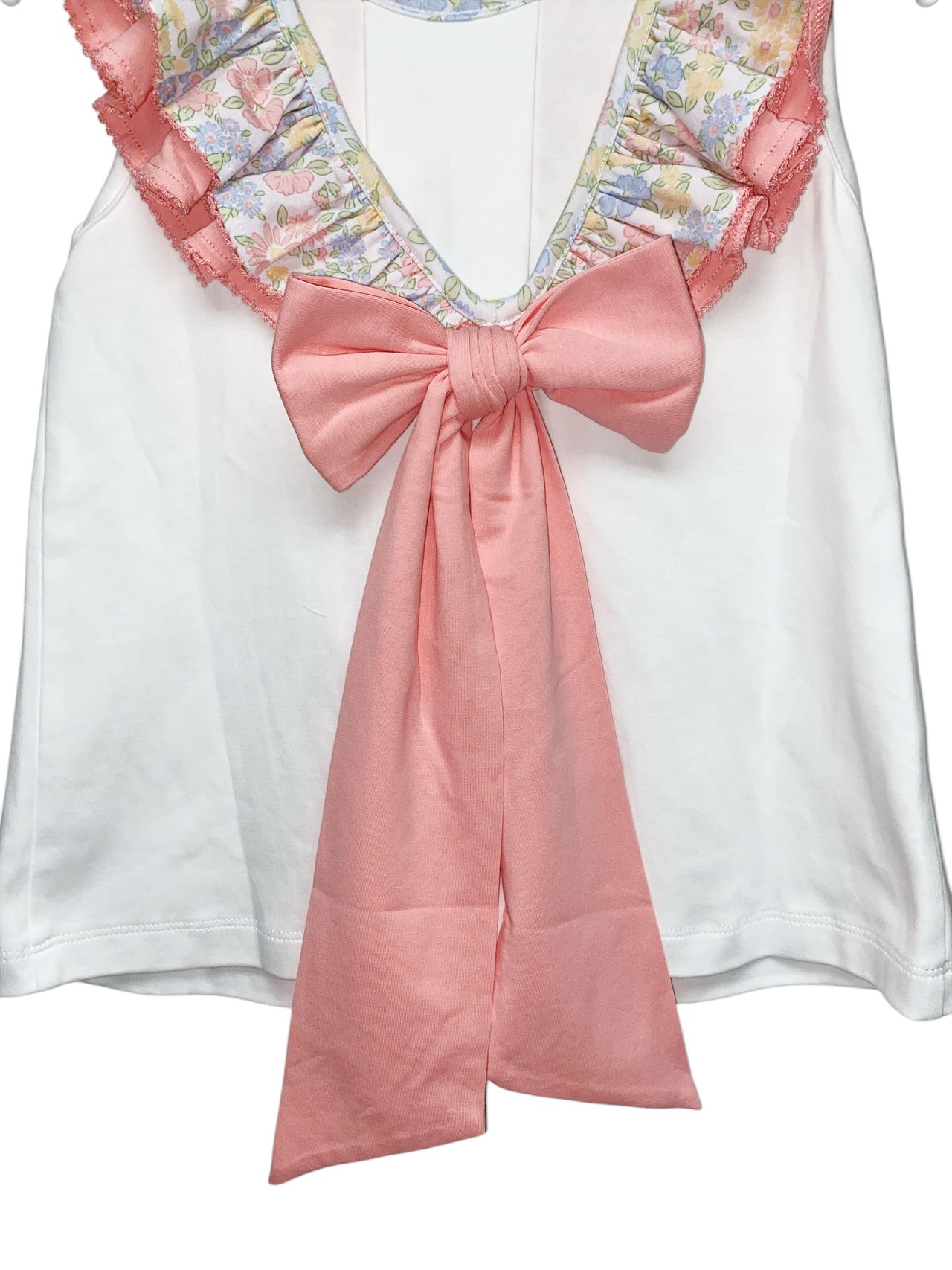 Delaney Girls Pastel Floral Ruffle Collar W/Bow Back Top/Short Set DELS25-109 5201