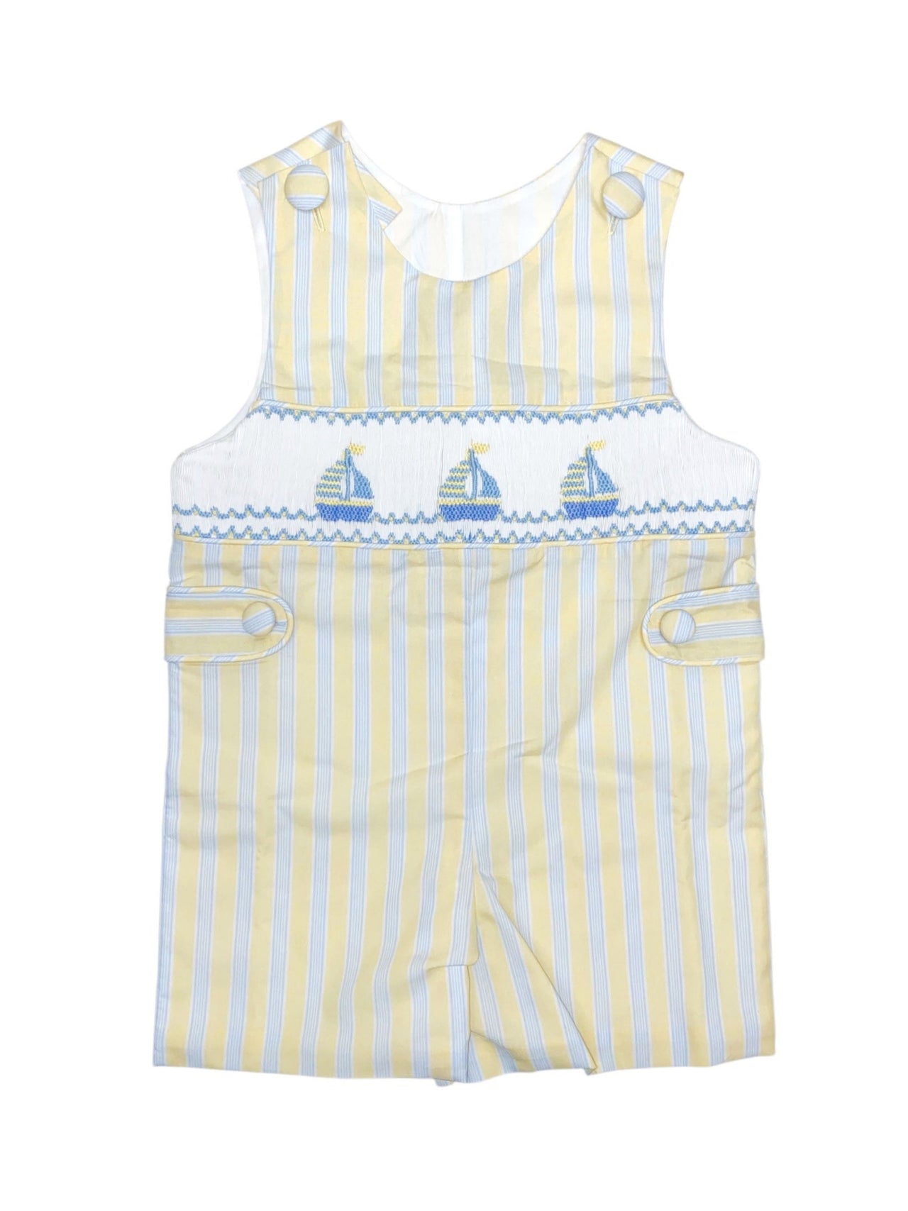 Delaney Boys Blue Yellow Stripe Smocked Sailboat Short Jon Jon DELS25-169 5201